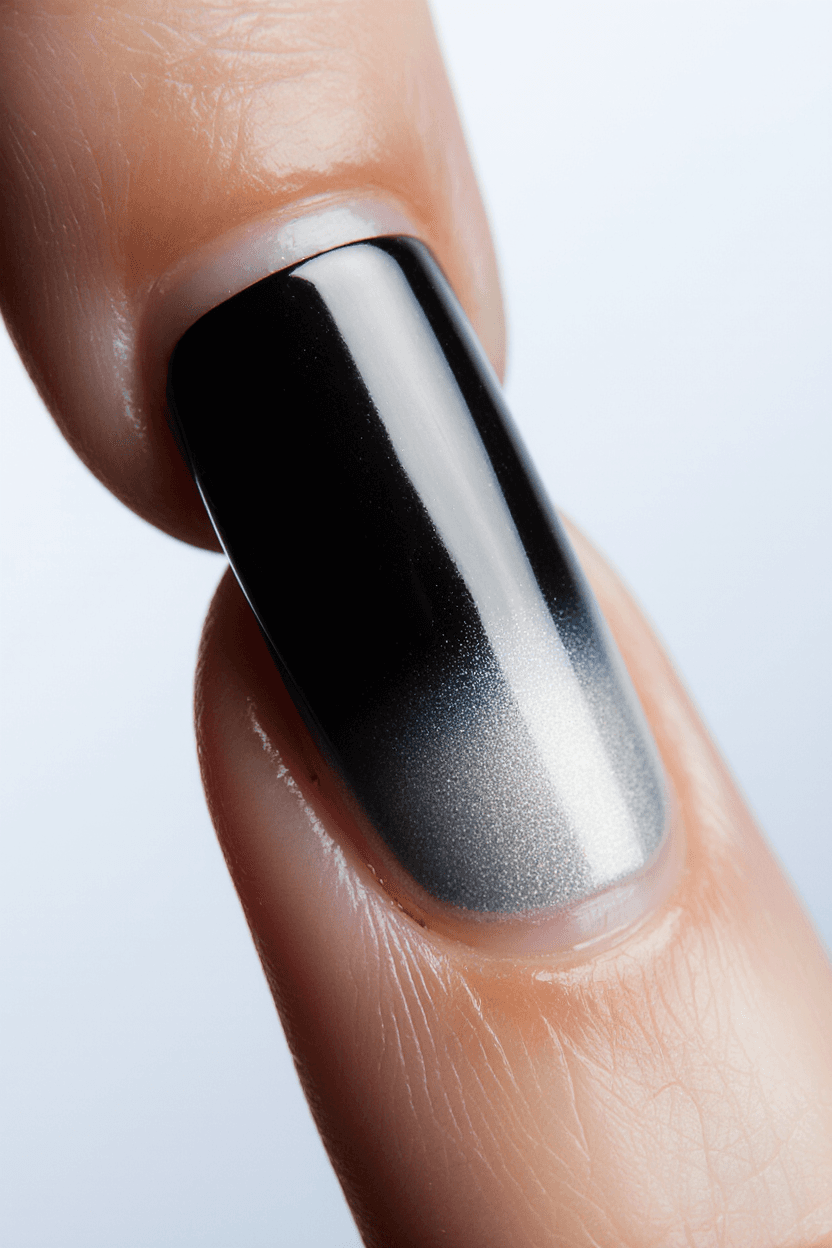 single long nail black and grey ombre base hyper realistic high detail glossy metallic reflections m 9717804d f876 4275 91d3 3d13c1a2009a